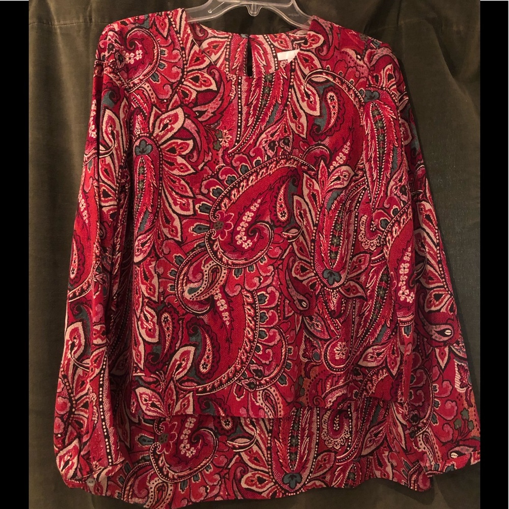 Festive JJill red paisley tunic